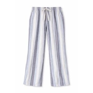 Rewash Brand Blue Striped Linen Blend Wide Leg Paperbag Waist Pants Small